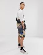 Asos White Two-piece Boxy Shorts In Landscape Print Crinkle Cotton