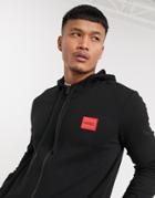 Hugo Daple204 Coordinating Contrast Box Logo Zip Through Hoodie In Black