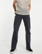 Asos Design Straight Leg Jeans In Washed Black With Upcycled Dye