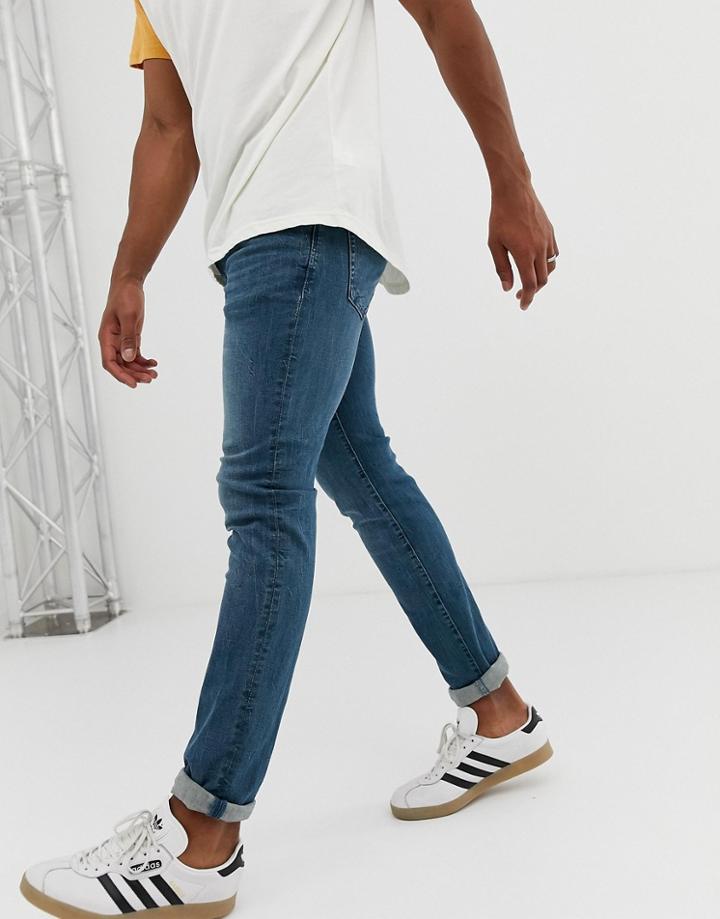 Celio Slim Fit Jeans In Double Stone Wash - Blue