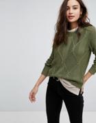 Vila Cable Knit Sweater - Green