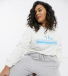 Simply Be Health And Wellbeing Slogan Sweatshirt In Ivory-white