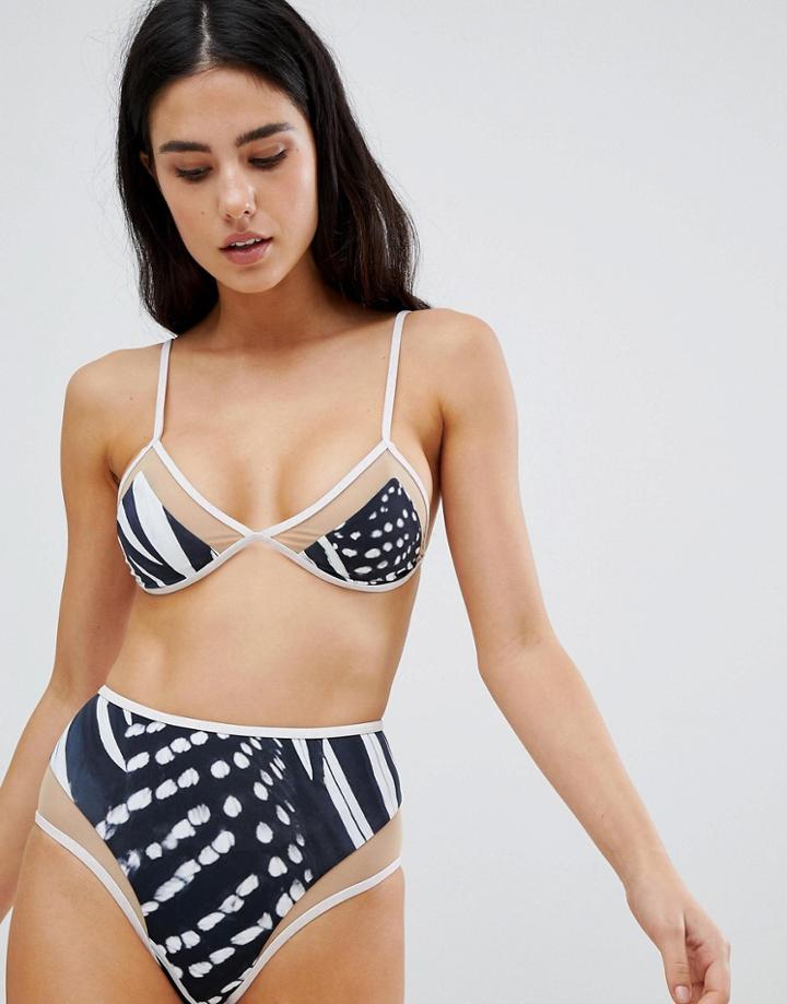 Revel Rey Mesh Bikini Top With Rose Gold Trim - Multi
