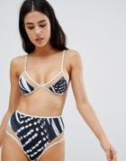 Revel Rey Mesh Bikini Top With Rose Gold Trim - Multi