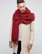 Asos Woven Blanket Scarf In Burgundy - Red