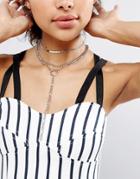 Designb London Chain & Bar Layering Necklaces - Silver