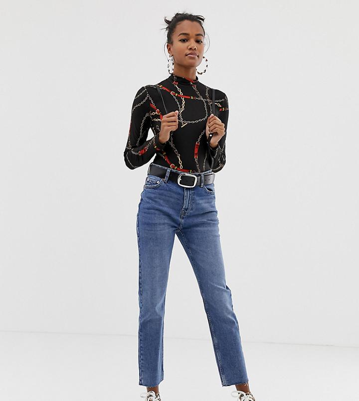 Bershka Straight Jean In Blue - Blue