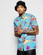 Love Moschino Surfing Lobster Short Sleeve Shirt - Blue