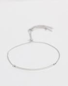 Asos Design Bracelet With Toggle Chain And Metal Bar In Silver Tone - Silver