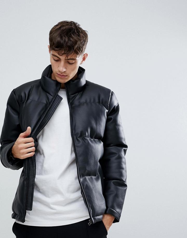 D-struct Faux Leather Pu Puffer - Black