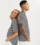 Life Is Beautiful Unisex Relaxed Fit T-shirt In Checkerboard - Black