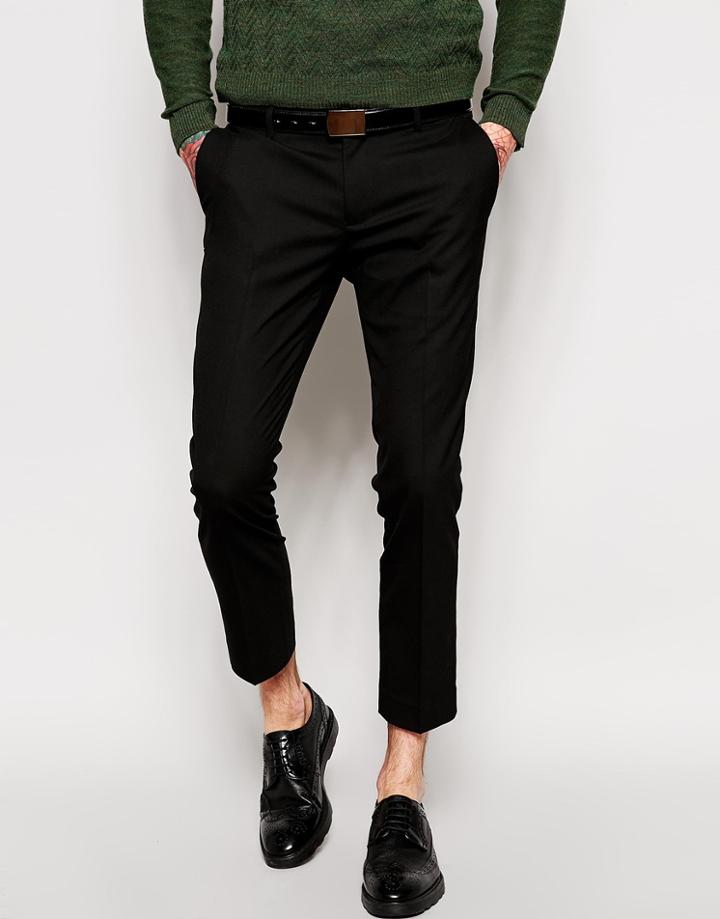 Asos Super Skinny Fit Smart Cropped Pants - Black