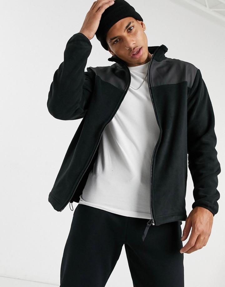 Rains Fleece Zip Puller Jacket In Black