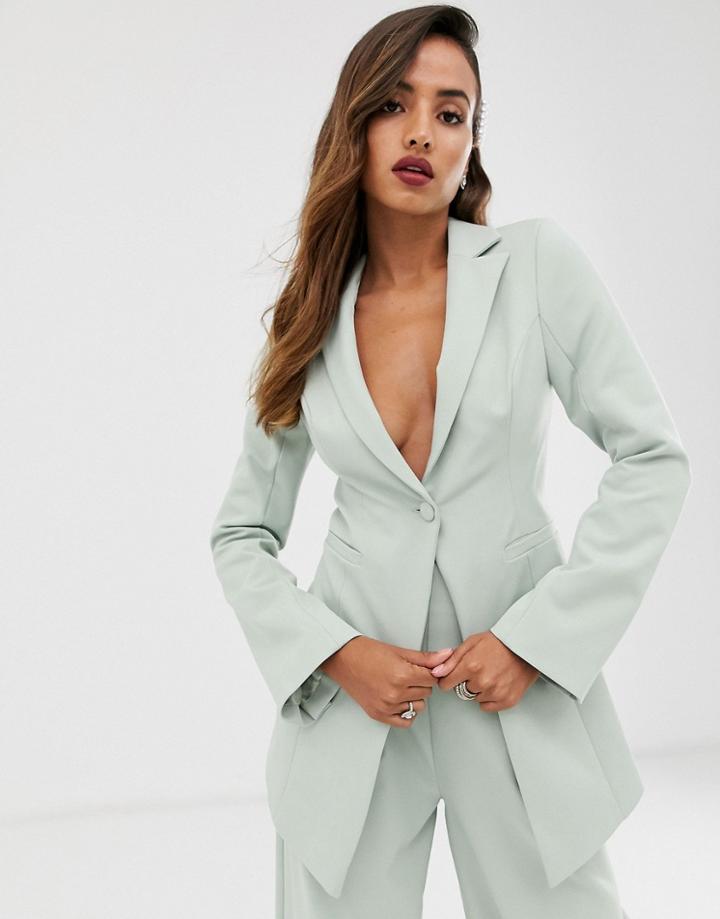 Asos Edition Cutaway Fitted Blazer-green