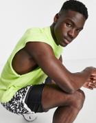 Asos Design Relaxed Tank Top With Rib And Dropped Shoulder In Lime-green