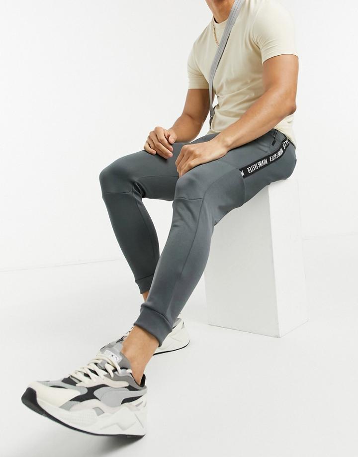 Bershka Sweatpants With Taping In Gray Scuba-grey