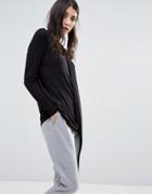 Y.a.s Drape Detail Long Sleeve Top - Black