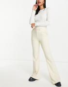 Topshop Long Skinny Flare Pants In Buttermilk-neutral
