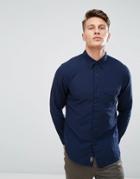 Abercrombie & Fitch Shirt Herringbone Rumple Slim Fit In Navy - Navy