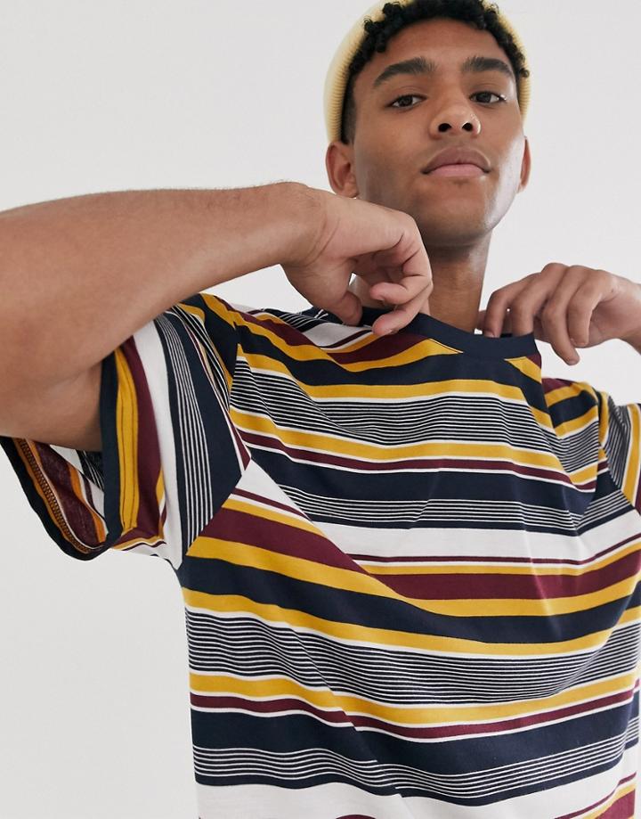 Brooklyn Supply Co Oversized T-shirt In Dark Stripes - Multi
