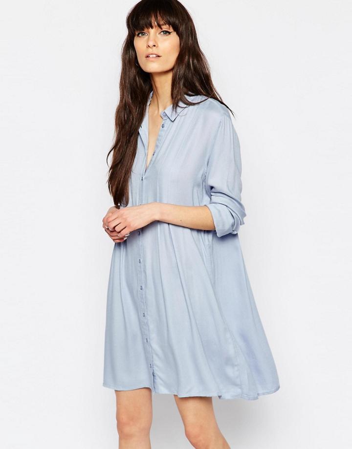 Vila Pleated Swing Shirt Dress - Eventide