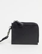Smith & Canova Leather Cross Body Card Holder-black