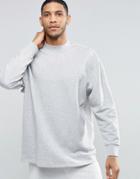 Asos Oversized Longline Sweatshirt With Cut Out Sleeve Detail - Gray Marl