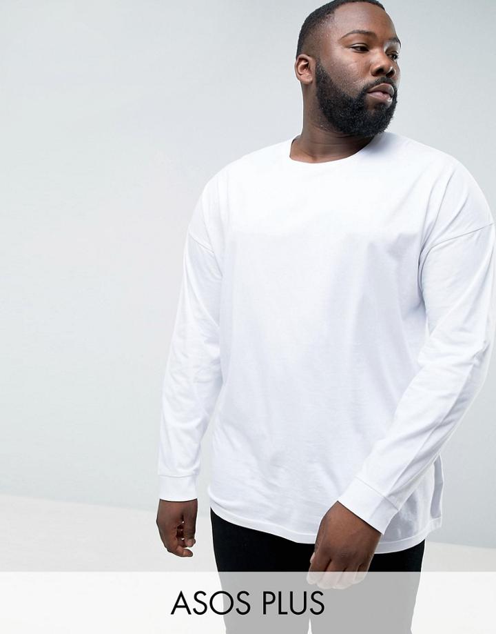 Asos Plus Oversized Long Sleeve T-shirt - White
