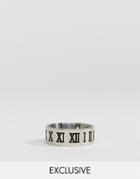 Reclaimed Vintage Inspired Ring With Engraved Roman Numerals - Silver