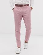 Asos Design Wedding Skinny Suit Pants In Rose Pink Cross Hatch