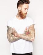 Asos T-shirt With Crew Neck And Roll Sleeve - White