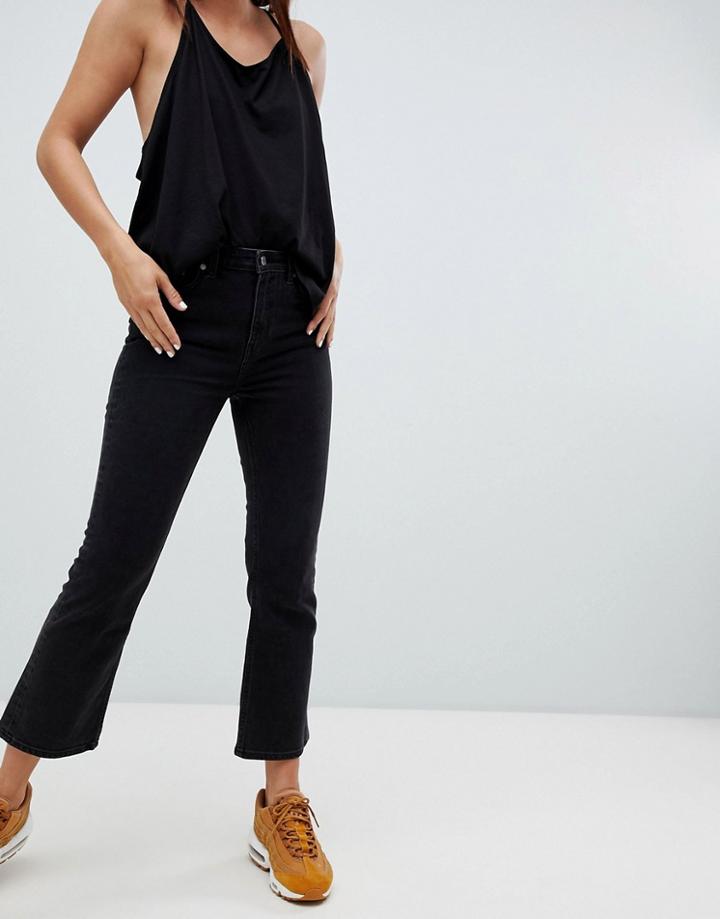 Weekday Kick High Waist Cropped Jean - Black