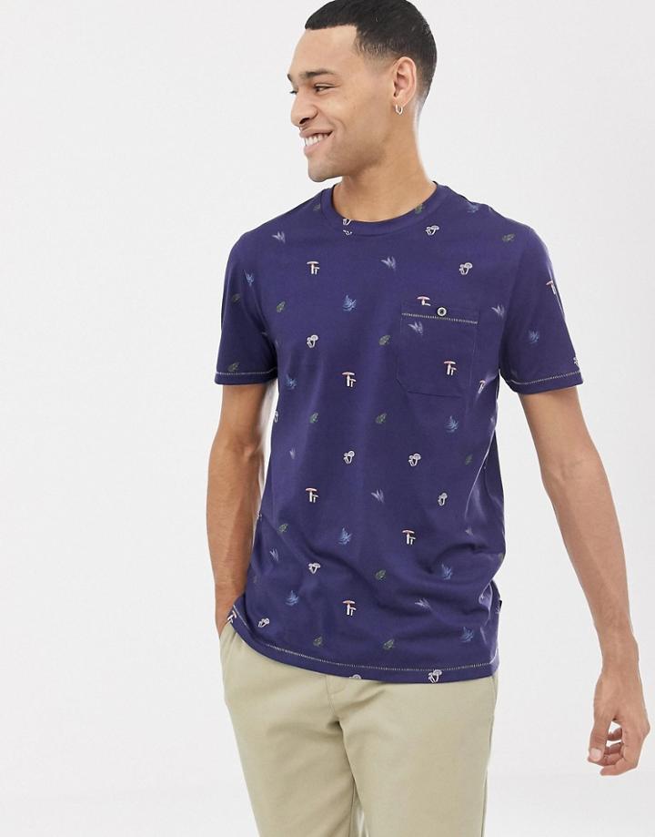 Ted Baker T-shirt With Mushroom Print - Navy