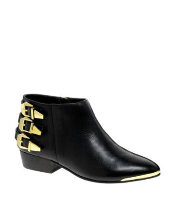 Report Signature Noma Black Buckled Flat Ankle Boots
