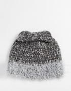 Alice Hannah Crochet Bow Beanie Hat - Charcoal