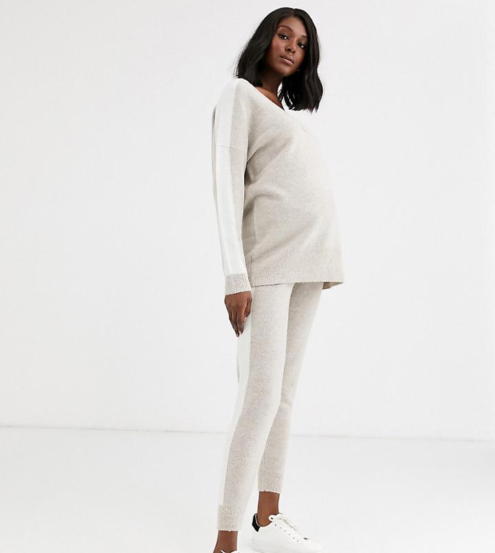 Asos Design Maternity Two-piece Knitted Jogger With Tipping-stone