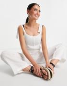 Billabong On The Road Tie Up Jumpsuit In White