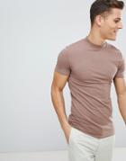 Asos Design Muscle Fit T-shirt With Turtleneck In Purple - Brown