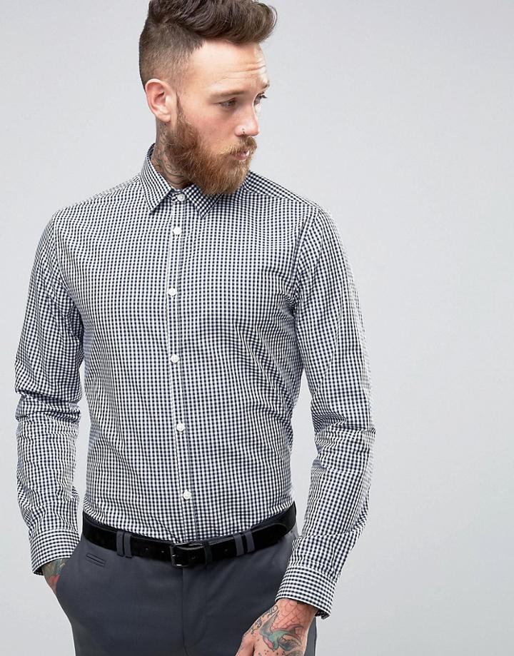 New Look Check Shirt In Navy In Regular Fit - Navy