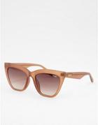 Quay For Keeps Womens Cat Eye Sunglasses In Beige-brown