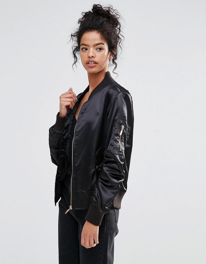 Liquor And Poker Satin Bomber - Black