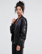 Liquor And Poker Satin Bomber - Black