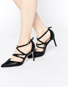Asos Step Up Wide Fit Caged Pointed Heels - Black