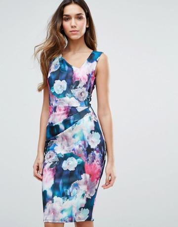 Jessica Wright Floral Printed Midi Dress - Navy