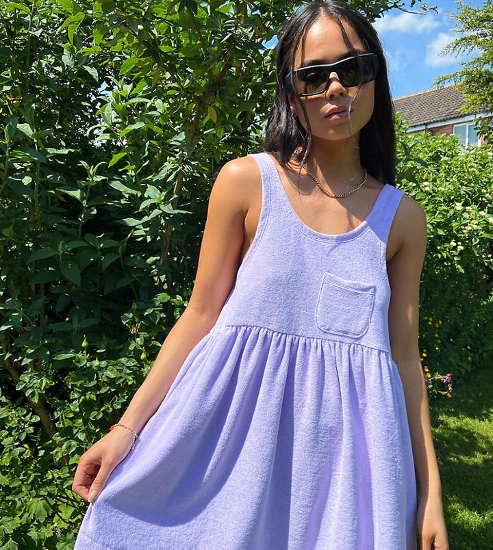 Collusion Summer Dress In Lilac Terry-purple