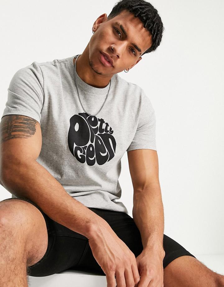 Pretty Green Gillespie Logo T-shirt In Gray-grey