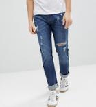 Brooklyn Supply Co Tapered Jeans With Thigh Rip In 90's Blue - Blue
