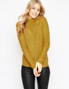 Vila Chunky Long Sleeve Roll Neck Sweater - Gold