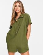 Rvca Go Green Romper In Khaki