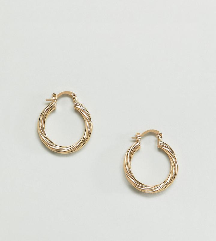Rock 'n' Rose Twisted Gold Chunky Hoop Earrings - Gold